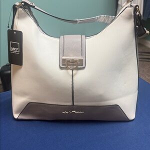 Mia K. Farrow Cream and Gray Shoulder Bag
